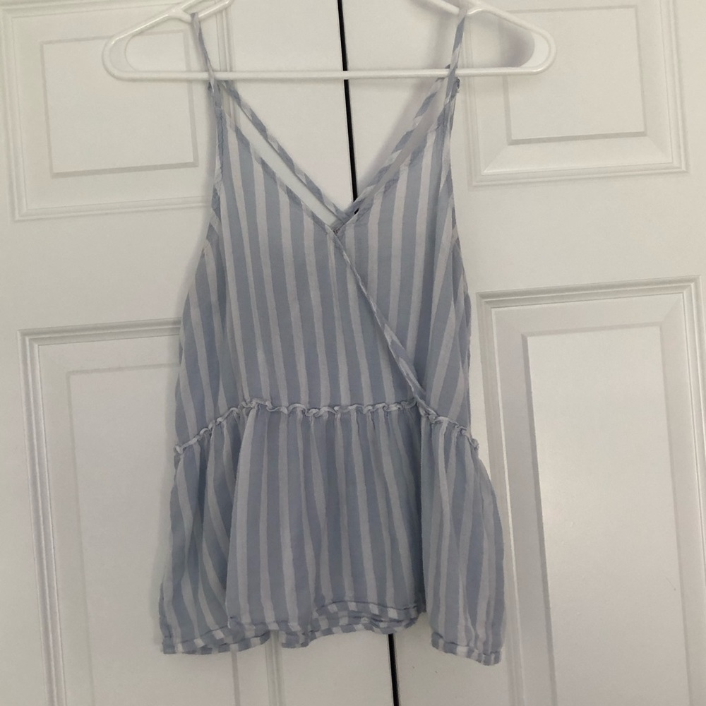 American Eagle blue and white dressy top